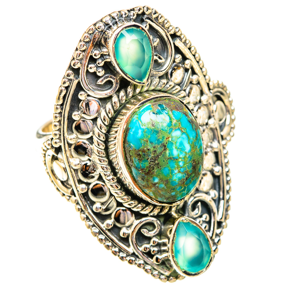 Tibetan Turquoise, Aqua Chalcedony Rings handcrafted by Anasilvercos - RING119388 - Photo 2