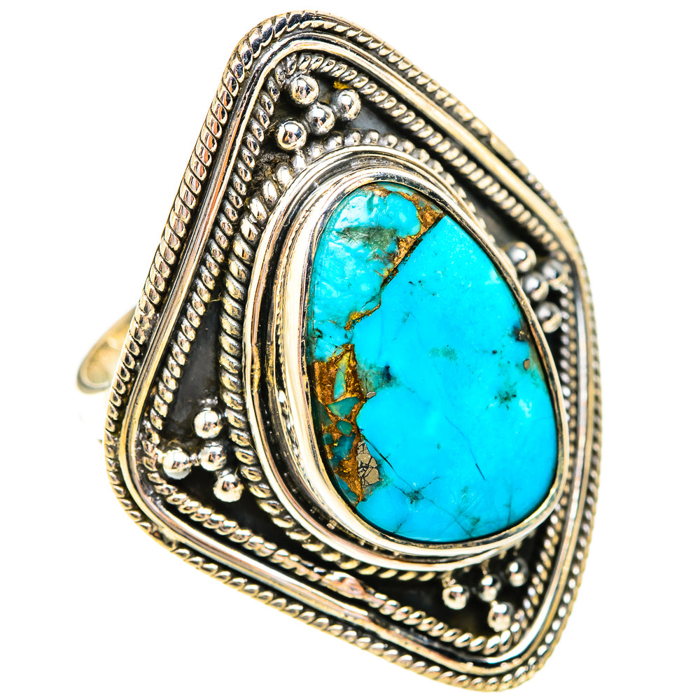 Blue Copper Composite Turquoise Rings handcrafted by Anasilvercos - RING119389 - Photo 2