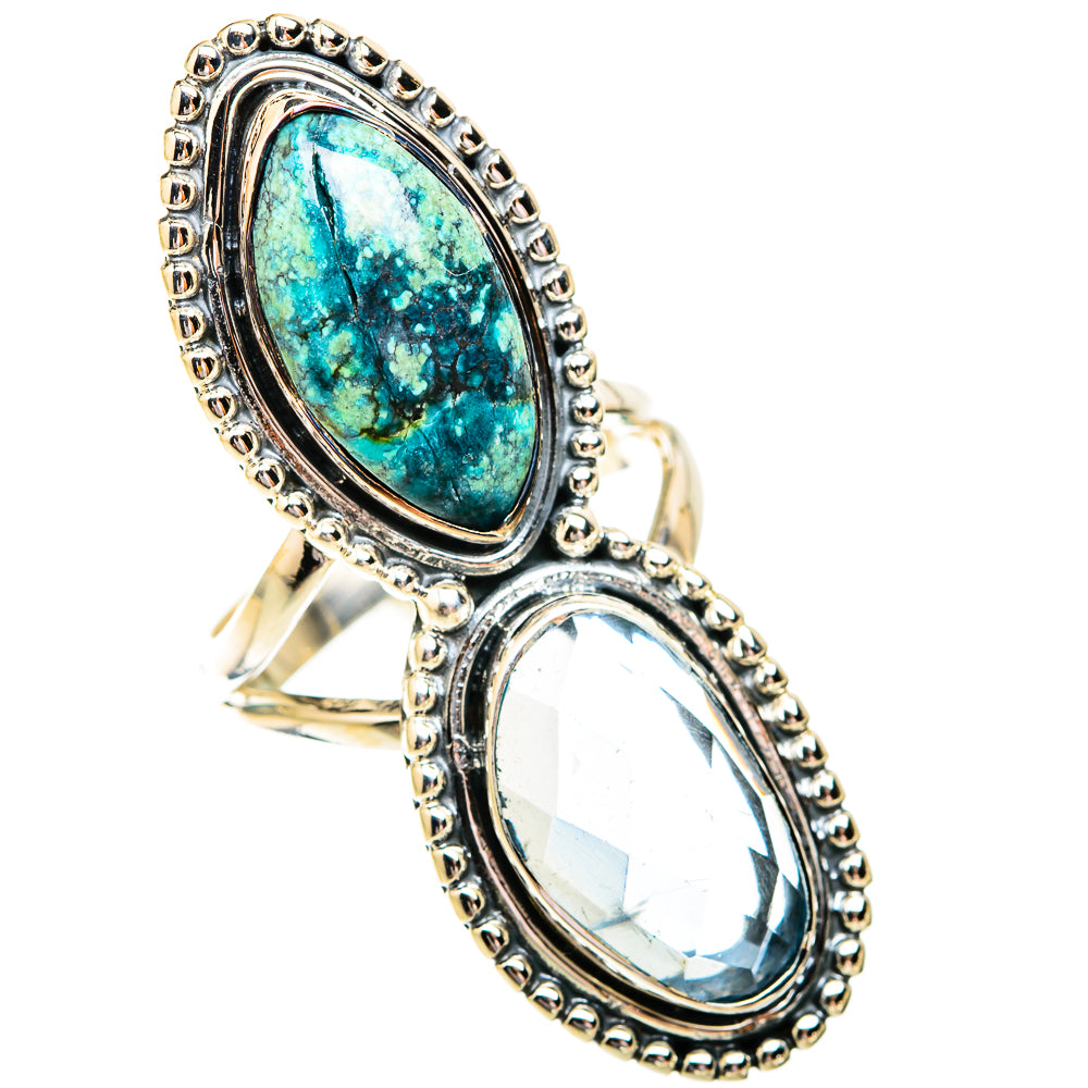Tibetan Turquoise, Aquamarine Rings handcrafted by Anasilvercos - RING119392 - Photo 2