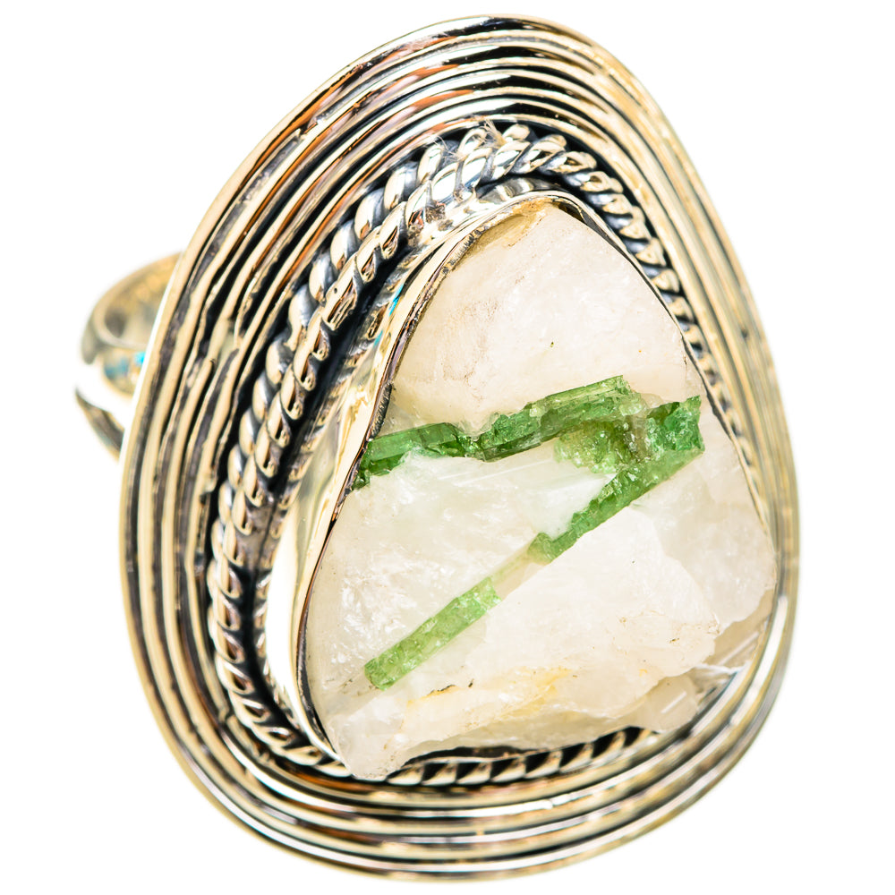 Green Tourmaline In Quartz Rings handcrafted by Anasilvercos - RING119422 - Photo 2