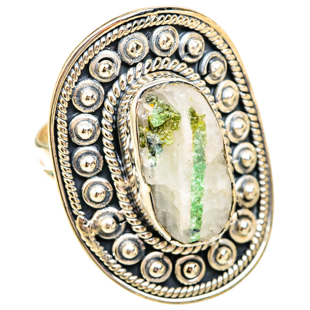 Green Tourmaline In Quartz Rings handcrafted by Anasilvercos - RING119438 - Photo 2