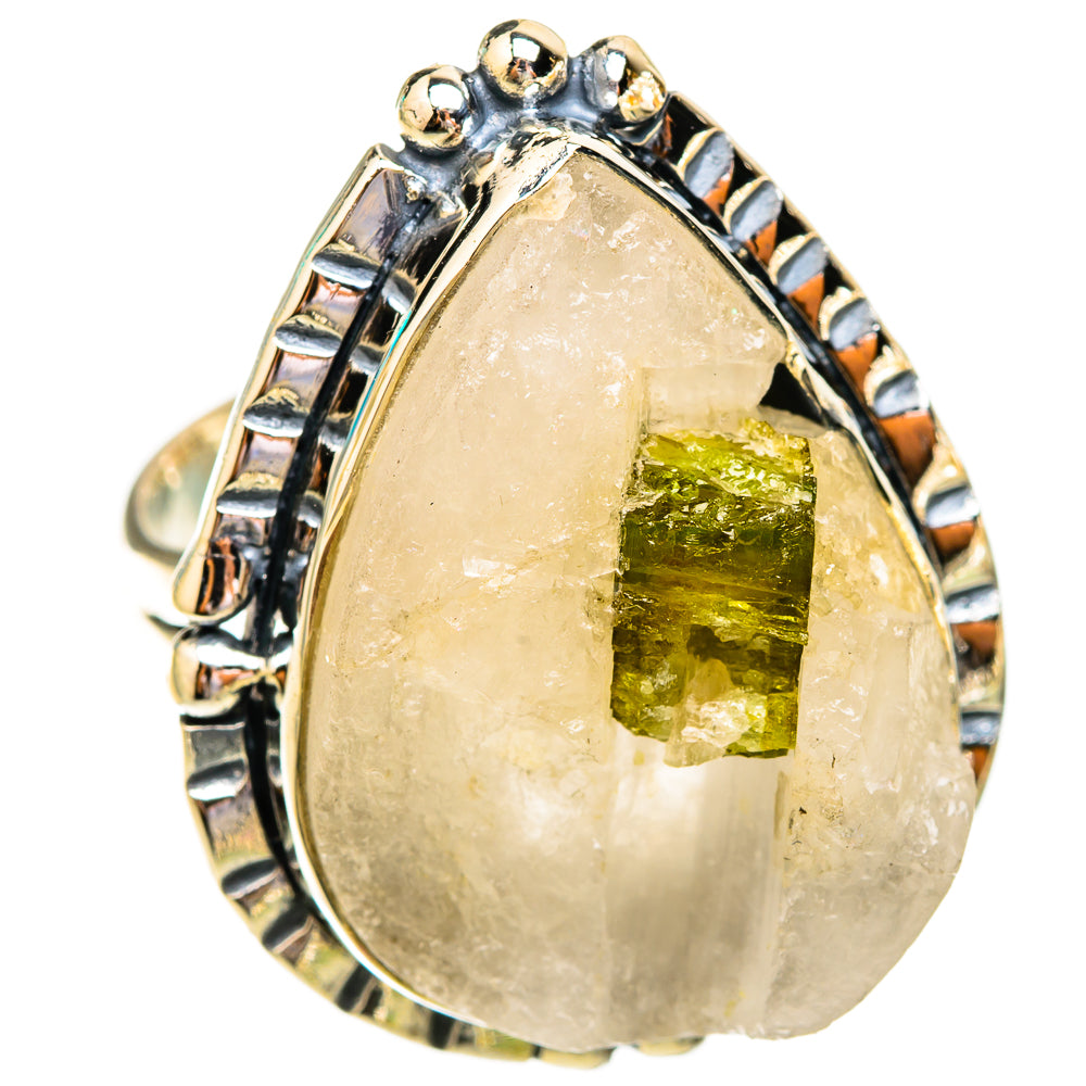 Green Tourmaline In Quartz Rings handcrafted by Anasilvercos - RING119497 - Photo 2