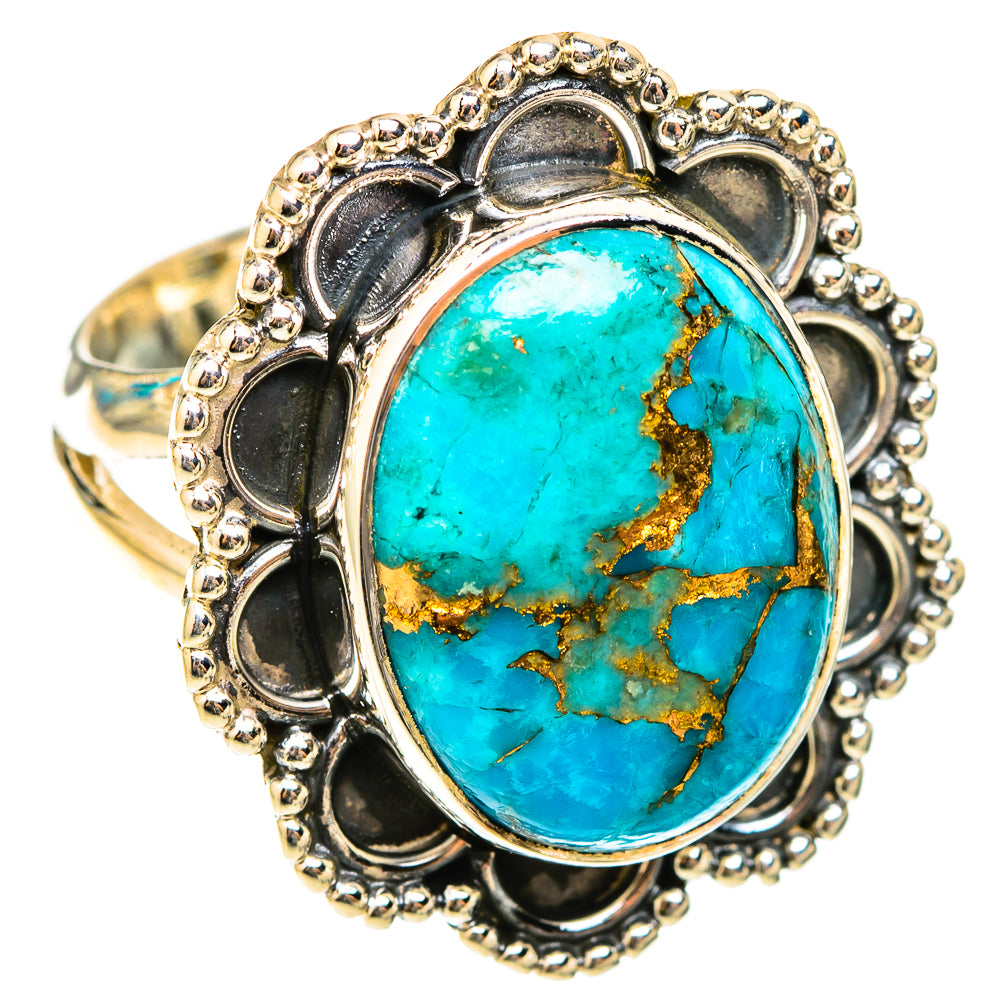 Blue Copper Composite Turquoise Rings handcrafted by Anasilvercos - RING119542 - Photo 2