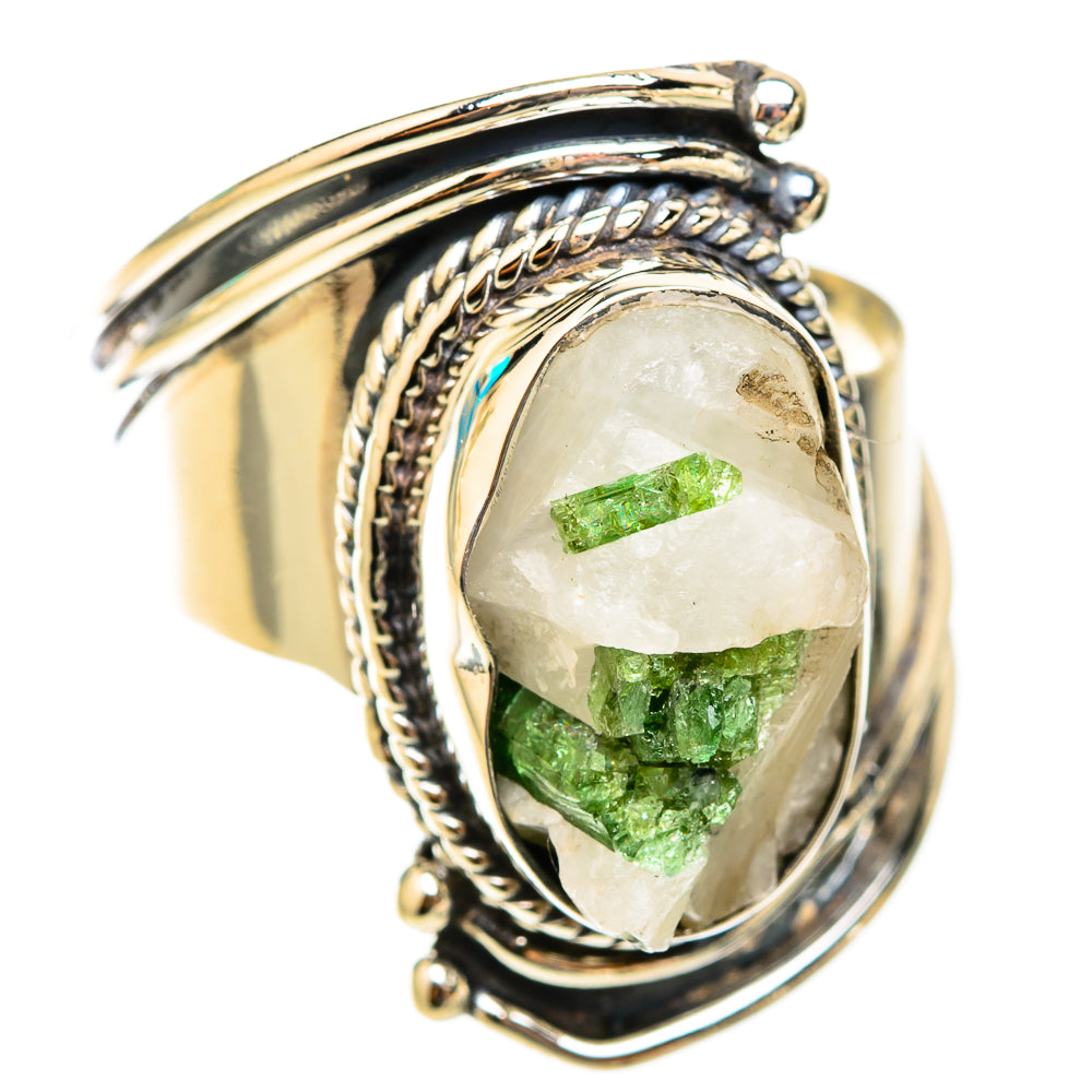 Green Tourmaline In Quartz Rings handcrafted by Anasilvercos - RING119547 - Photo 2