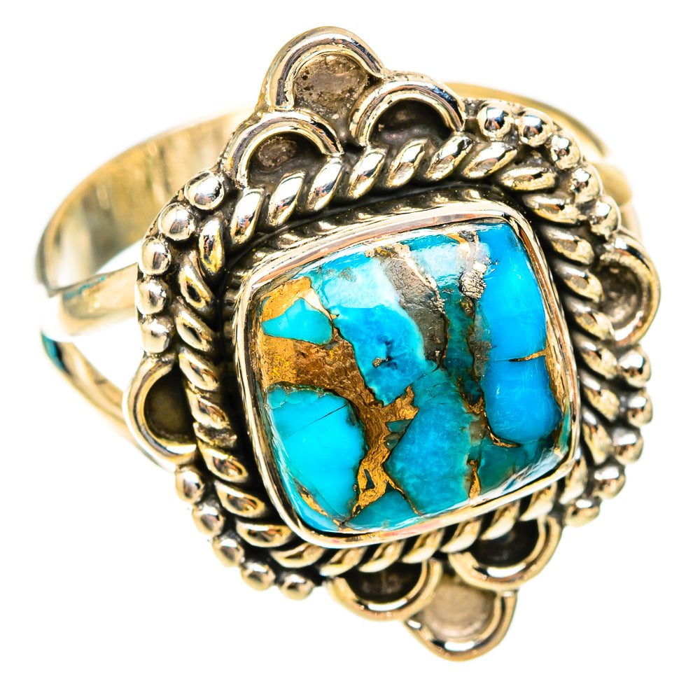Blue Copper Composite Turquoise Rings handcrafted by Anasilvercos - RING119590 - Photo 2