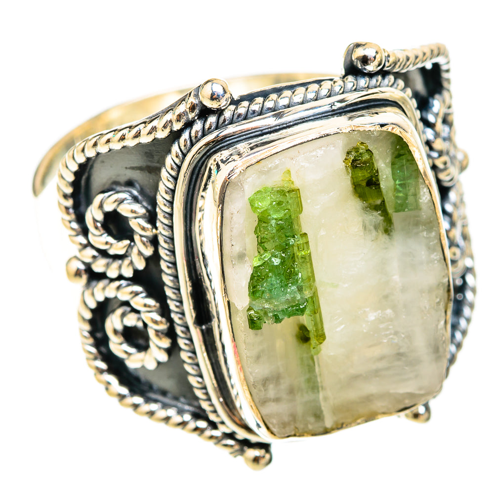 Green Tourmaline In Quartz Rings handcrafted by Anasilvercos - RING119597 - Photo 2