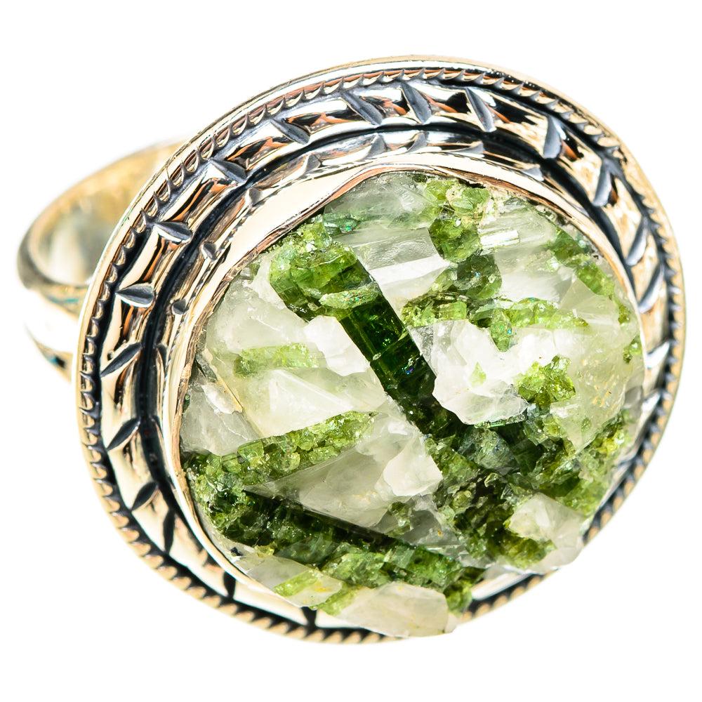 Green Tourmaline In Quartz Rings handcrafted by Anasilvercos - RING119644 - Photo 2