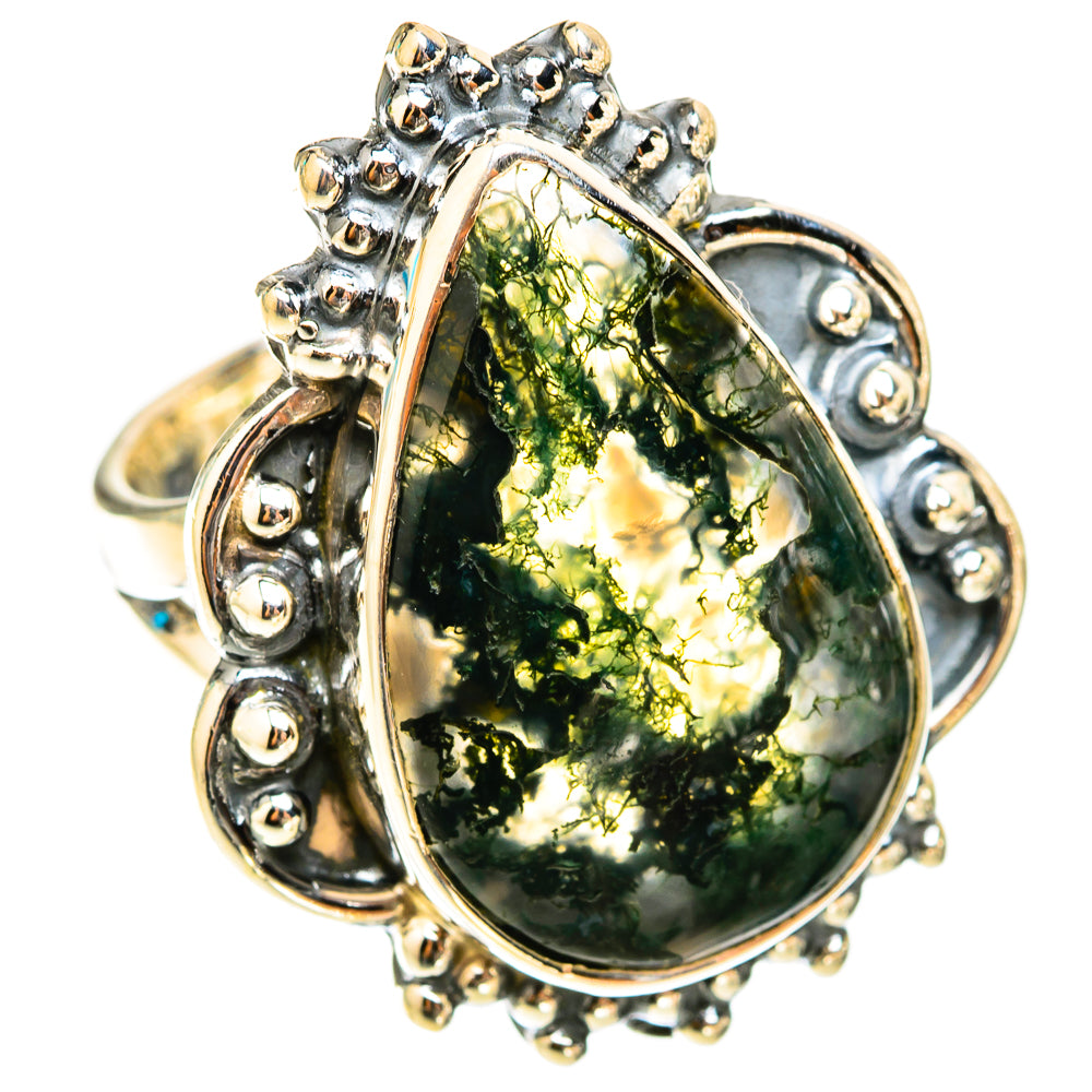 Green Moss Agate Rings handcrafted by Anasilvercos - RING119671 - Photo 2