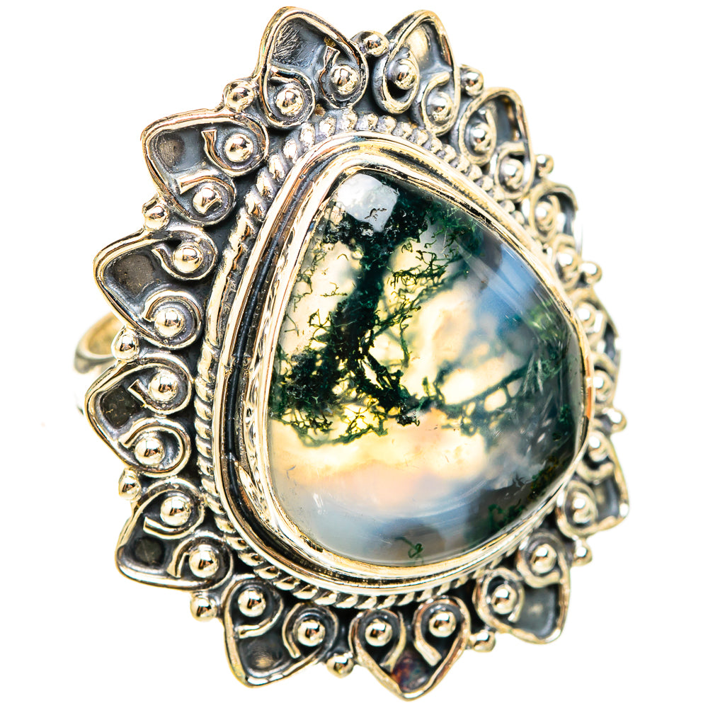 Green Moss Agate Rings handcrafted by Anasilvercos - RING119695 - Photo 2