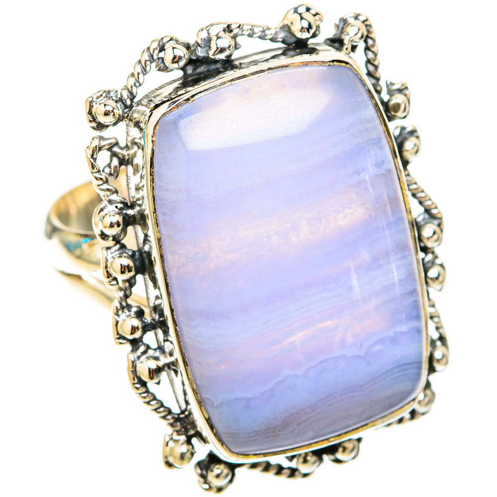 Blue Lace Agate Rings handcrafted by Anasilvercos - RING119767 - Photo 2