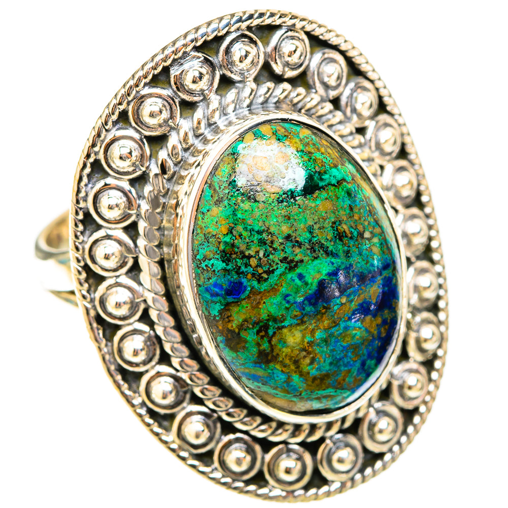 Azurite In Malachite Rings handcrafted by Anasilvercos - RING119771 - Photo 2