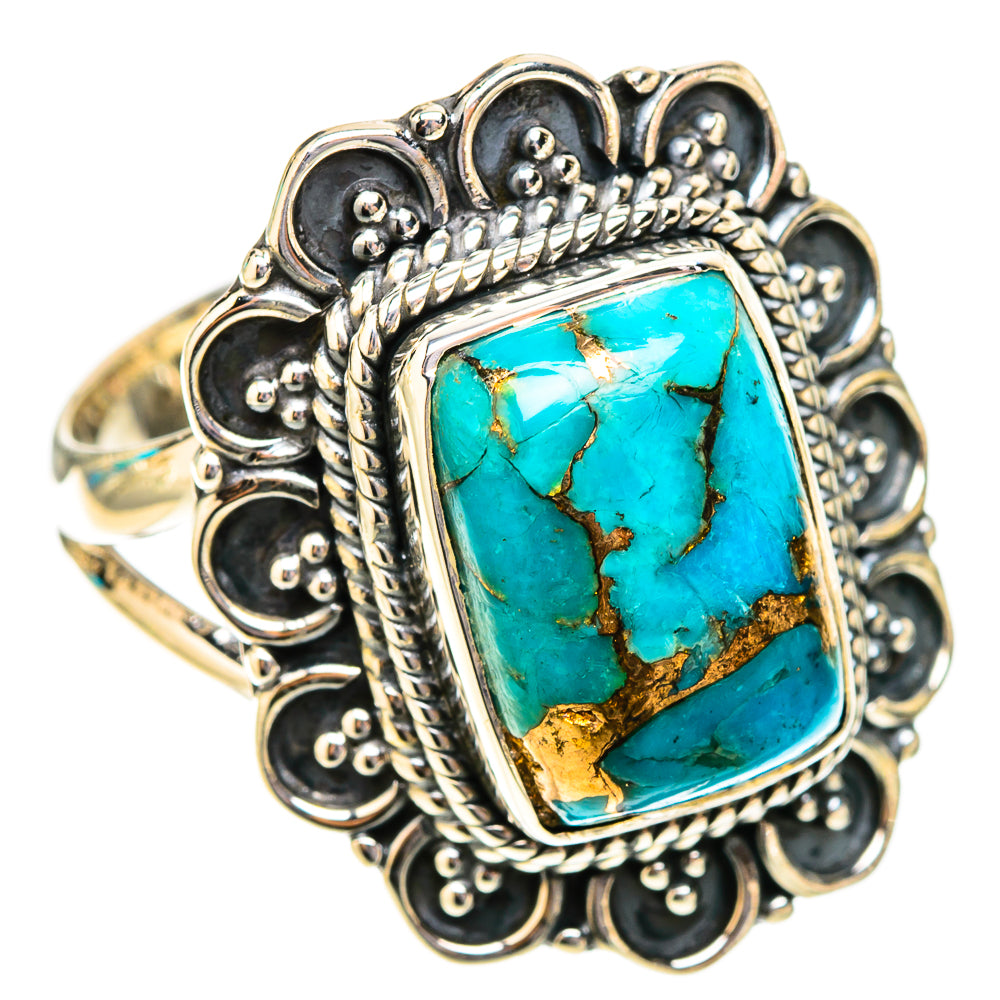 Blue Copper Composite Turquoise Rings handcrafted by Anasilvercos - RING119877 - Photo 2