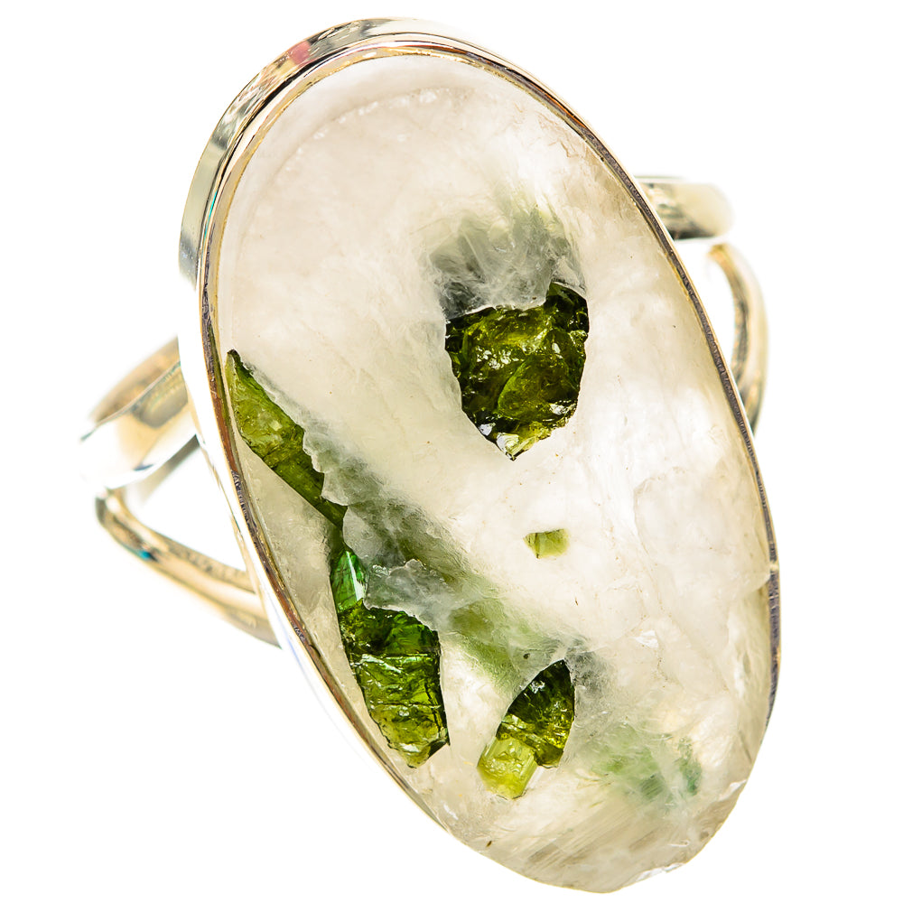 Green Tourmaline In Quartz Rings handcrafted by Anasilvercos - RING119882 - Photo 2