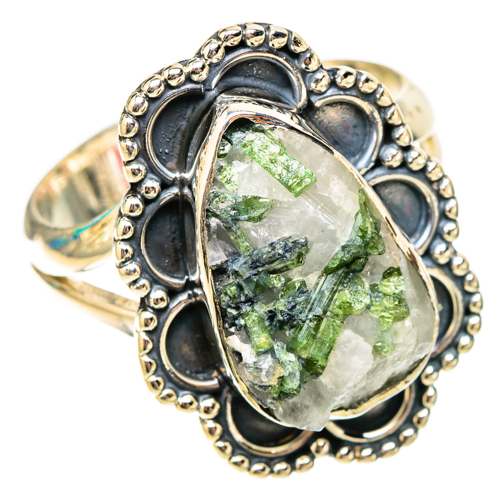 Green Tourmaline In Quartz Rings handcrafted by Anasilvercos - RING119912 - Photo 2