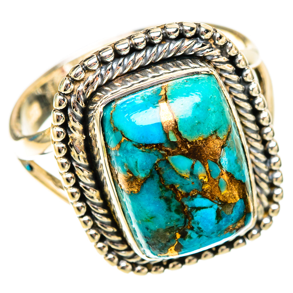 Blue Copper Composite Turquoise Rings handcrafted by Anasilvercos - RING119957 - Photo 2