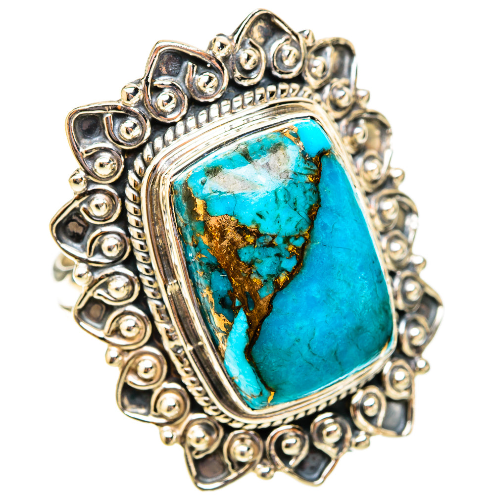 Blue Copper Composite Turquoise Rings handcrafted by Anasilvercos - RING119961 - Photo 2