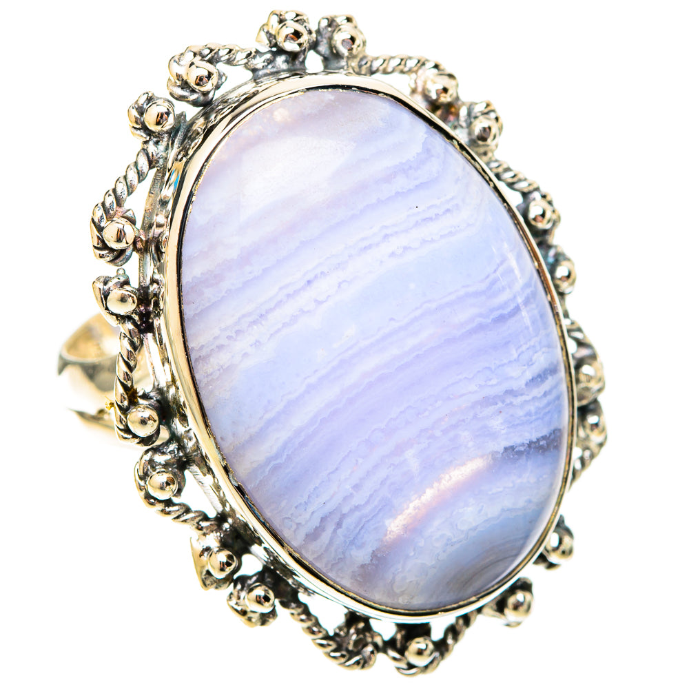 Blue Lace Agate Rings handcrafted by Anasilvercos - RING120002 - Photo 2