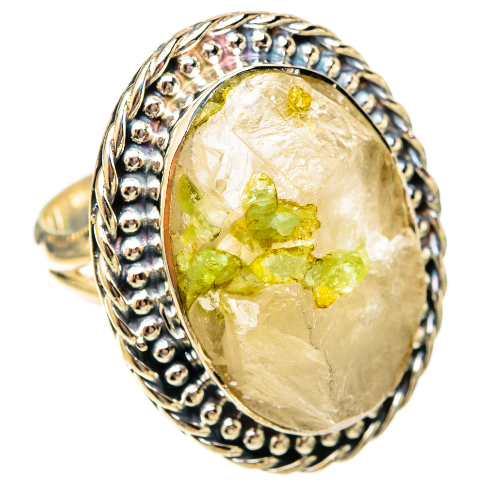 Green Tourmaline In Quartz Rings handcrafted by Anasilvercos - RING120029 - Photo 2
