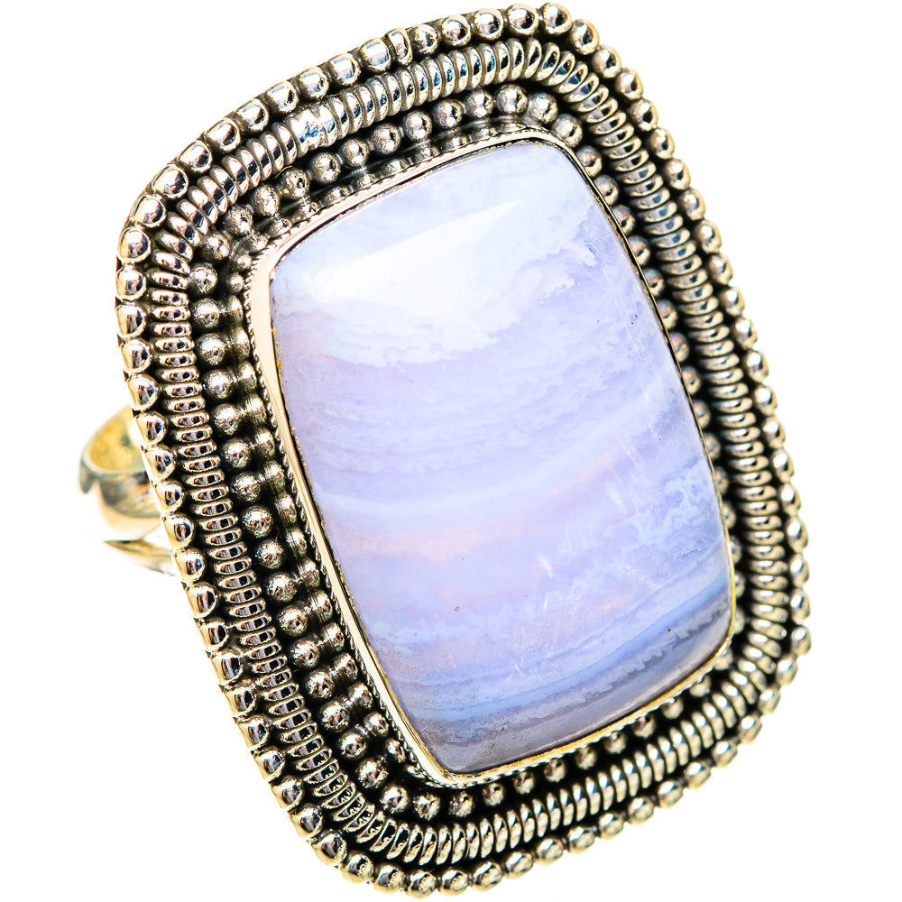 Blue Lace Agate Rings handcrafted by Anasilvercos - RING120106 - Photo 2