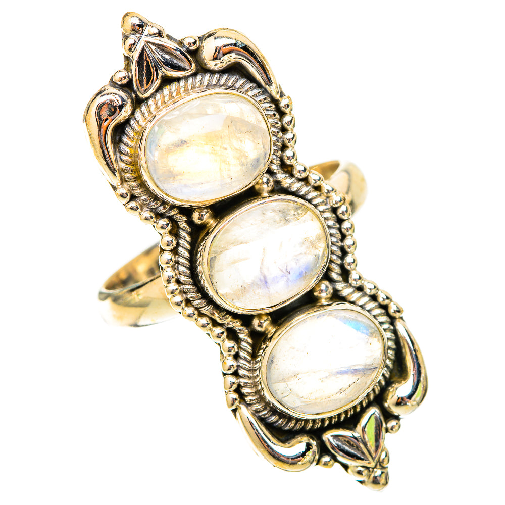 Rainbow Moonstone Rings handcrafted by Anasilvercos - RING120107 - Photo 2