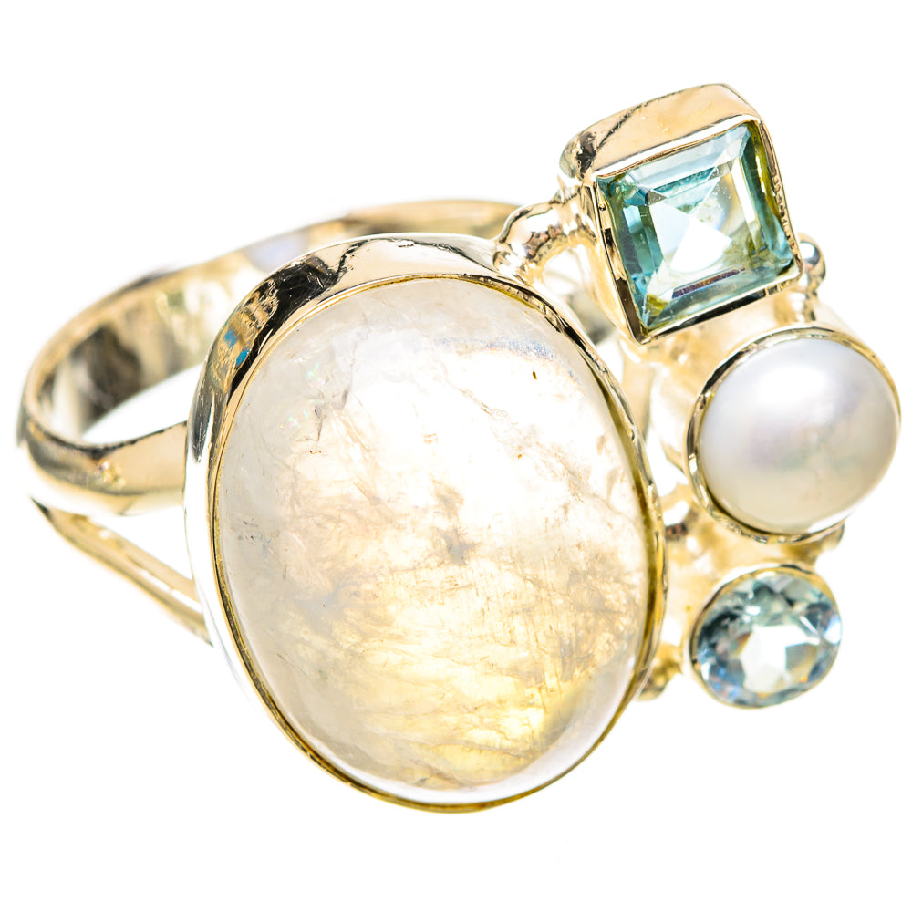 Rainbow Moonstone Rings handcrafted by Anasilvercos - RING120136 - Photo 2