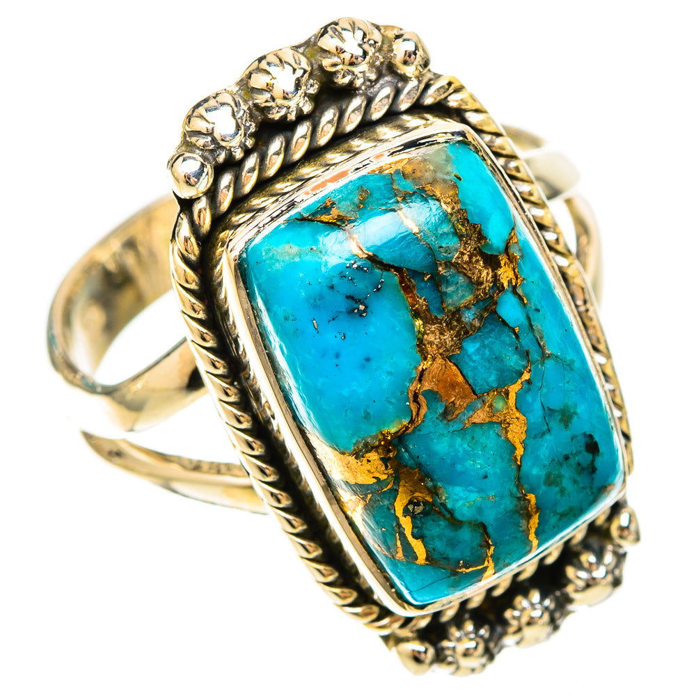 Blue Copper Composite Turquoise Rings handcrafted by Anasilvercos - RING120146 - Photo 2