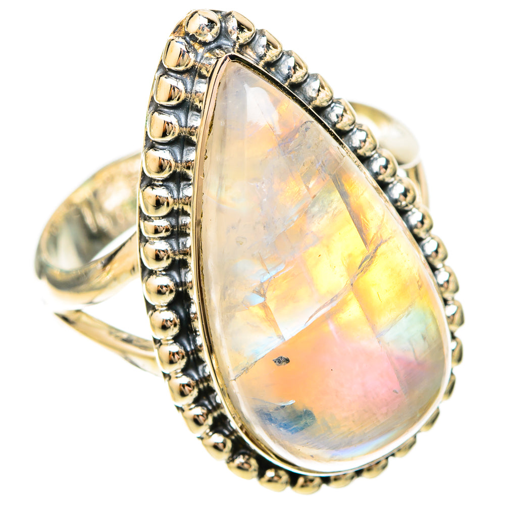 Rainbow Moonstone Rings handcrafted by Anasilvercos - RING120170 - Photo 2