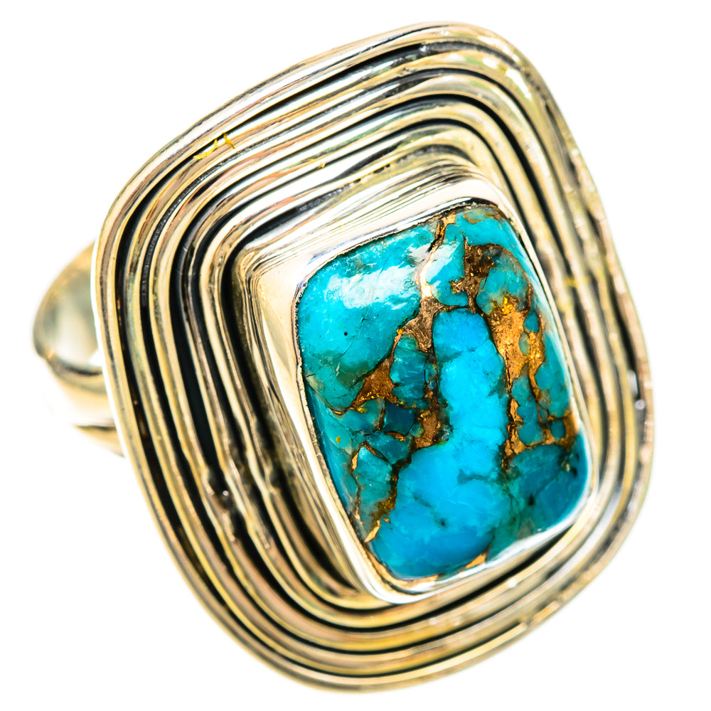 Blue Copper Composite Turquoise Rings handcrafted by Anasilvercos - RING120209 - Photo 2