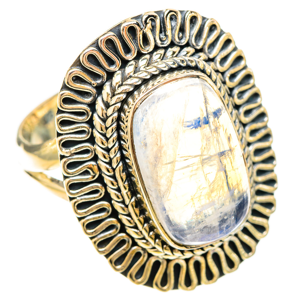 Rainbow Moonstone Rings handcrafted by Anasilvercos - RING120234 - Photo 2