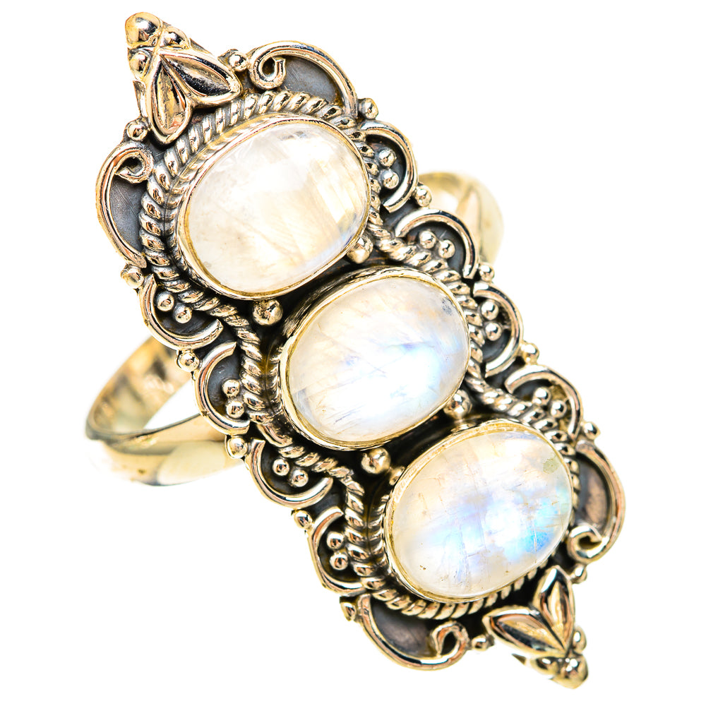 Rainbow Moonstone Rings handcrafted by Anasilvercos - RING120309 - Photo 2