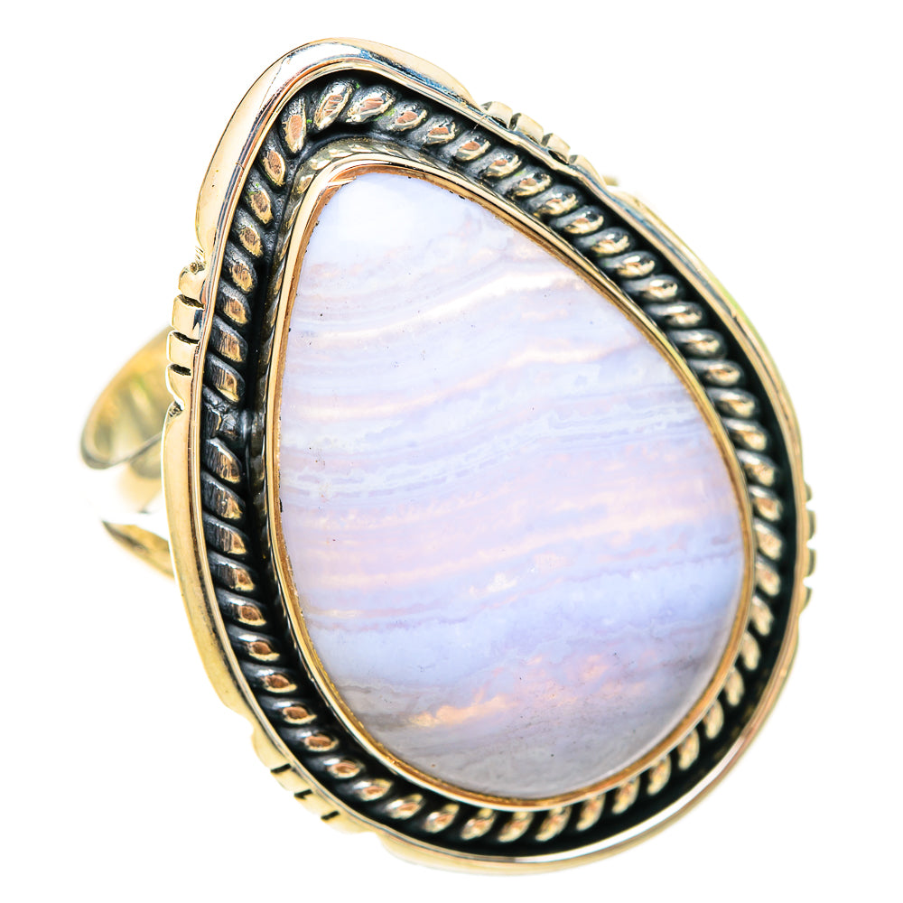Blue Lace Agate Rings handcrafted by Anasilvercos - RING120365 - Photo 2