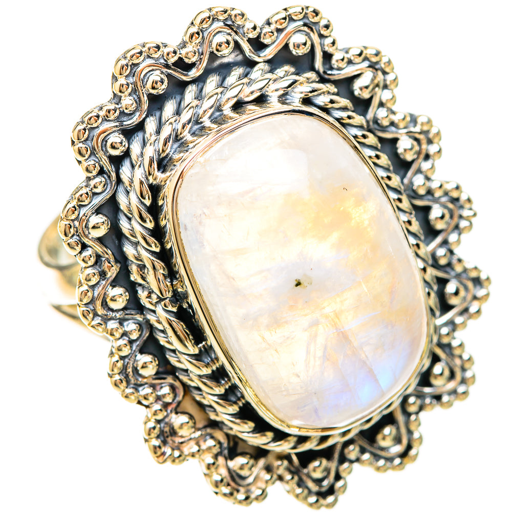 Rainbow Moonstone Rings handcrafted by Anasilvercos - RING120366 - Photo 2