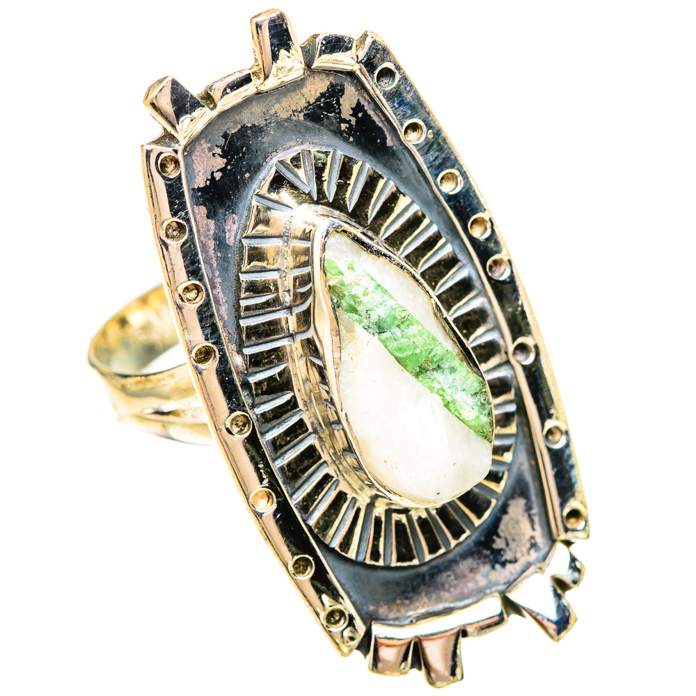 Green Tourmaline In Quartz Rings handcrafted by Anasilvercos - RING120383 - Photo 2