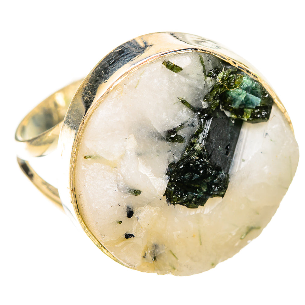 Green Tourmaline In Quartz Rings handcrafted by Anasilvercos - RING120386 - Photo 2