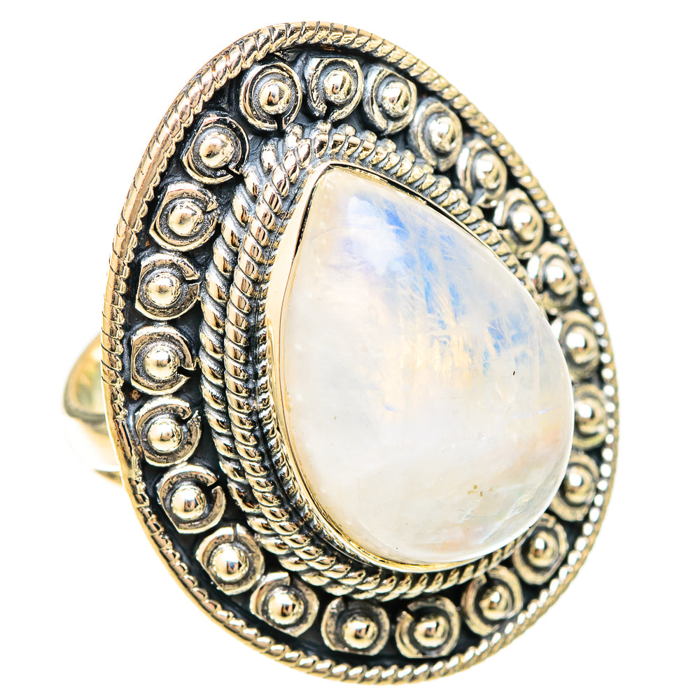 Rainbow Moonstone Rings handcrafted by Anasilvercos - RING120406 - Photo 2