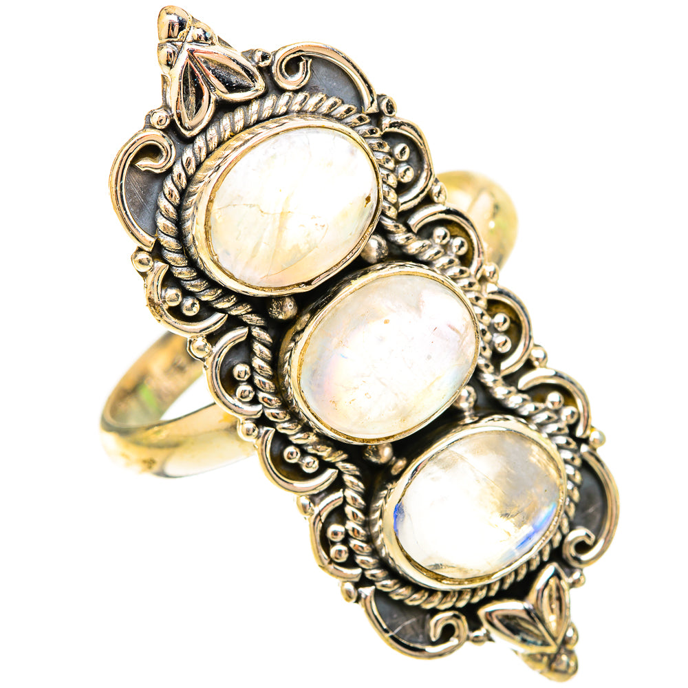 Rainbow Moonstone Rings handcrafted by Anasilvercos - RING120412 - Photo 2