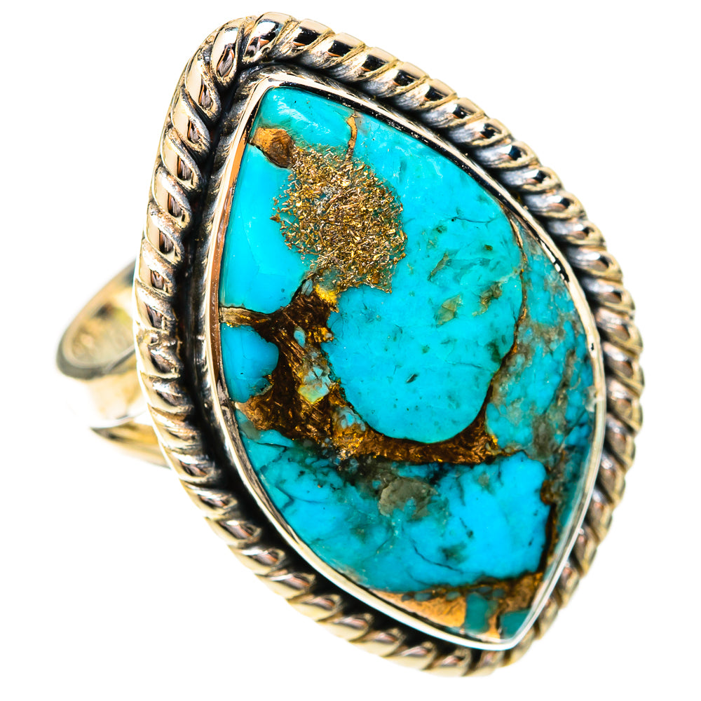 Blue Copper Composite Turquoise Rings handcrafted by Anasilvercos - RING120426 - Photo 2