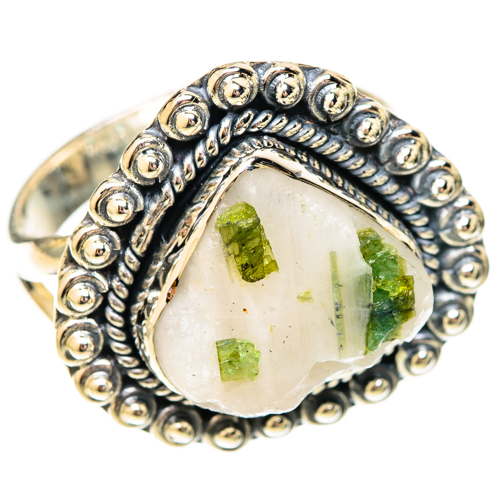 Green Tourmaline In Quartz Rings handcrafted by Anasilvercos - RING120433 - Photo 2