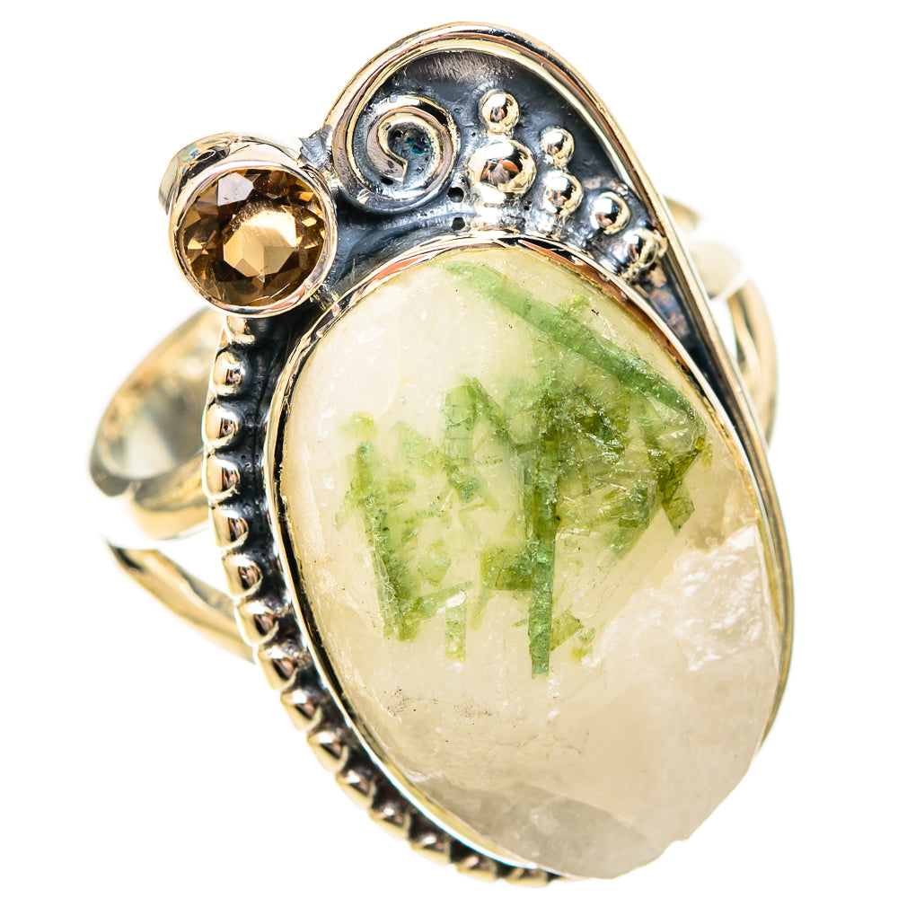 Green Tourmaline In Quartz Rings handcrafted by Anasilvercos - RING120507 - Photo 2