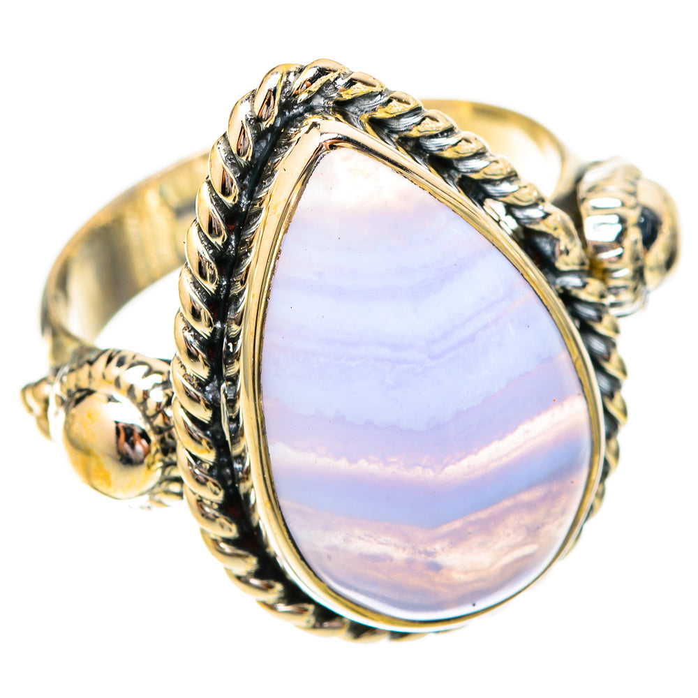 Blue Lace Agate Rings handcrafted by Anasilvercos - RING120597 - Photo 2