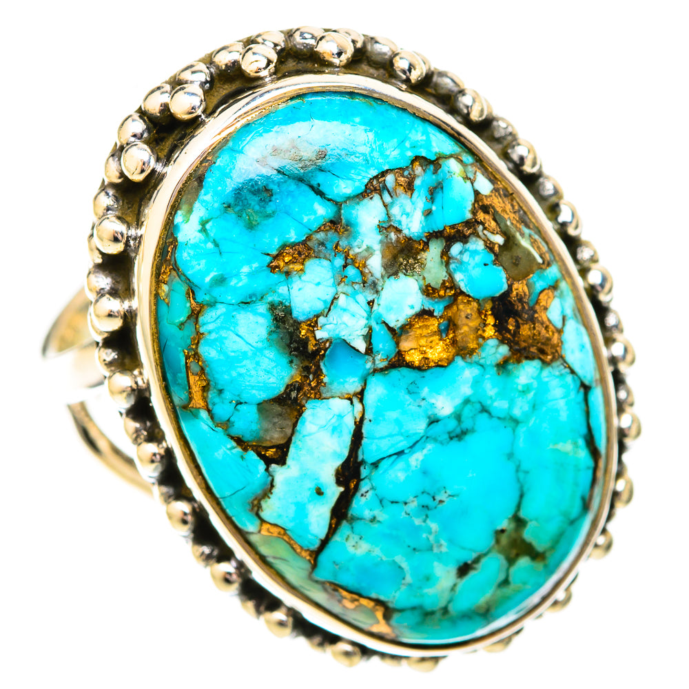 Blue Copper Composite Turquoise Rings handcrafted by Anasilvercos - RING120599 - Photo 2
