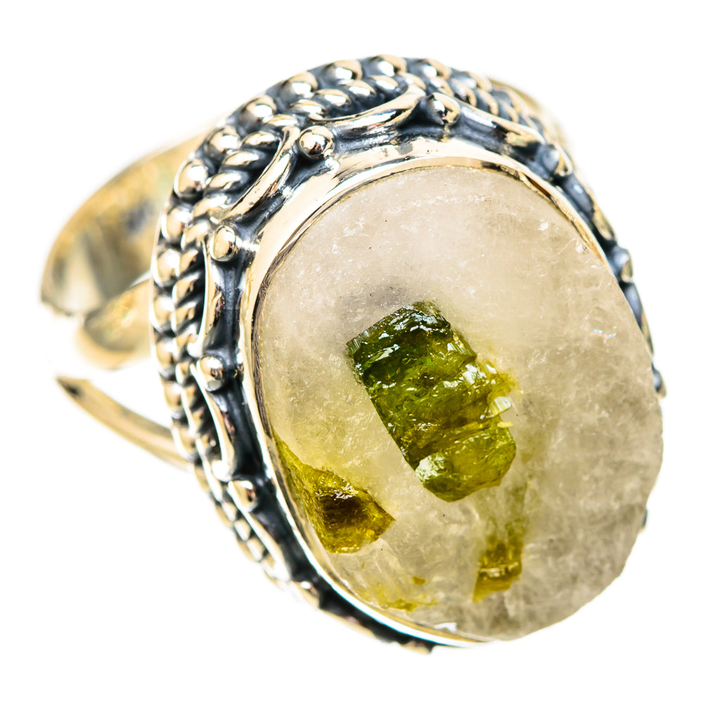 Green Tourmaline In Quartz Rings handcrafted by Anasilvercos - RING120606 - Photo 2