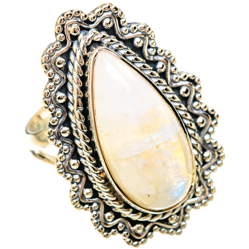 Rainbow Moonstone Rings handcrafted by Anasilvercos - RING120630 - Photo 2