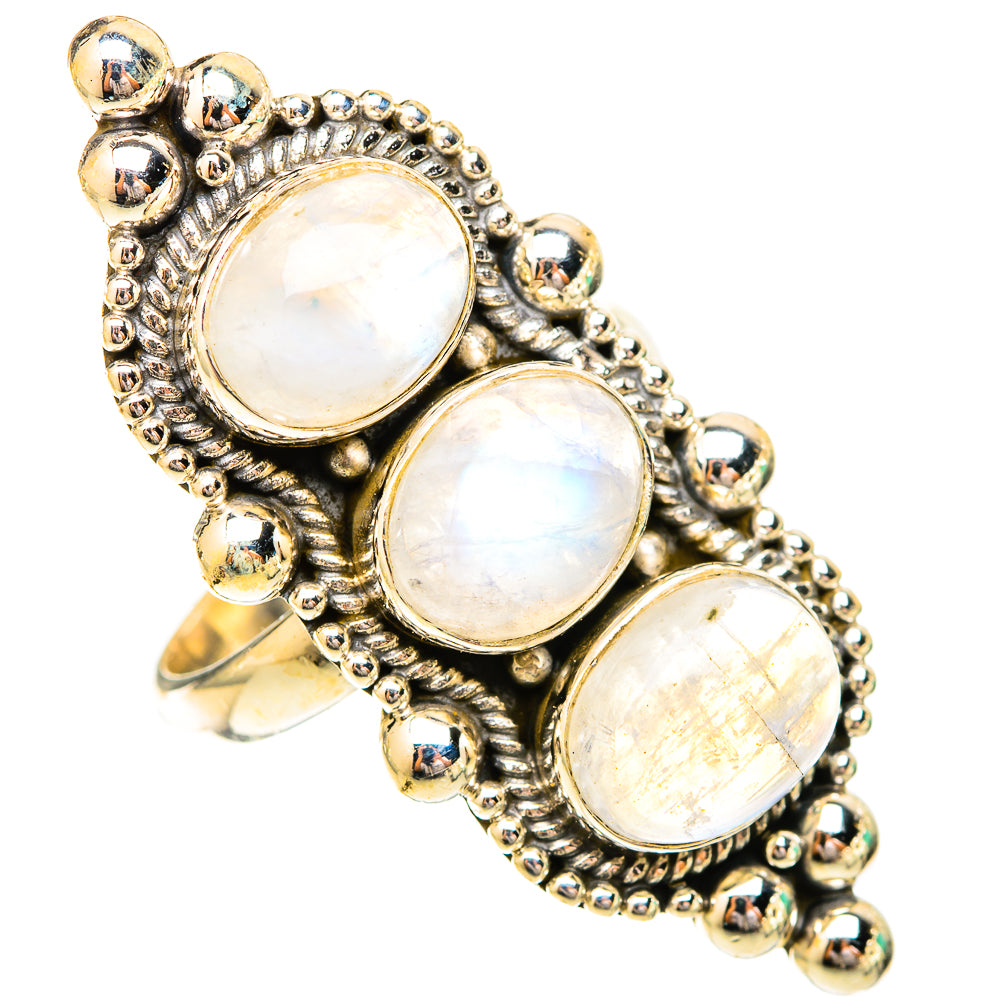 Rainbow Moonstone Rings handcrafted by Anasilvercos - RING120633 - Photo 2