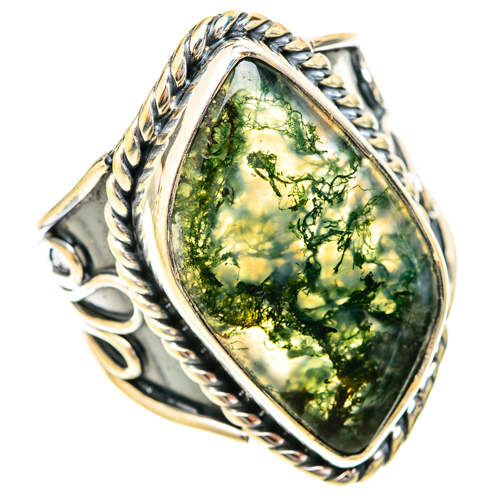 Green Moss Agate Rings handcrafted by Anasilvercos - RING120655 - Photo 2