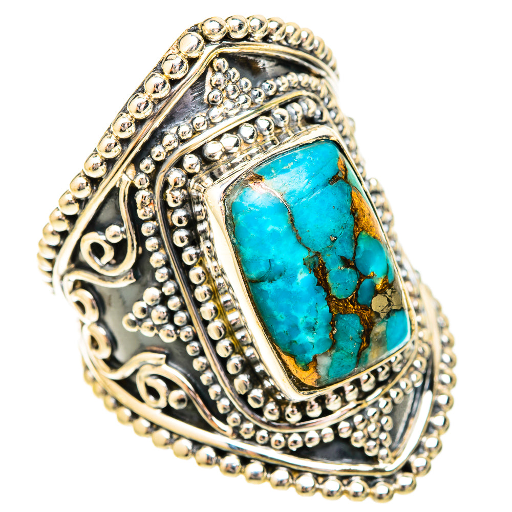 Blue Copper Composite Turquoise Rings handcrafted by Anasilvercos - RING120690 - Photo 2