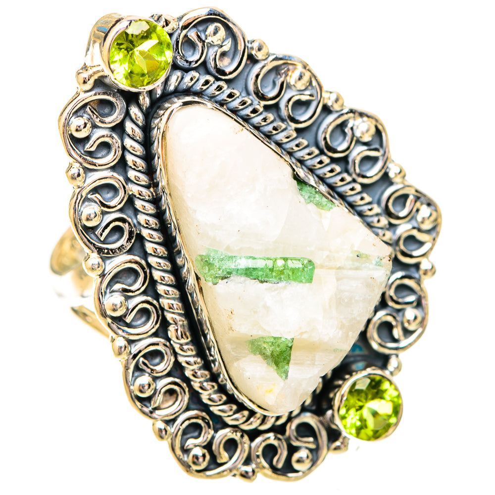 Green Tourmaline In Quartz Rings handcrafted by Anasilvercos - RING120696 - Photo 2