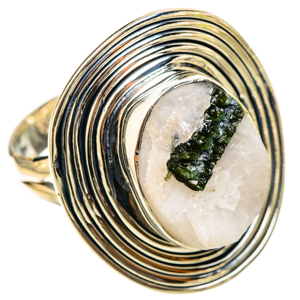 Green Tourmaline In Quartz Rings handcrafted by Anasilvercos - RING120736 - Photo 2
