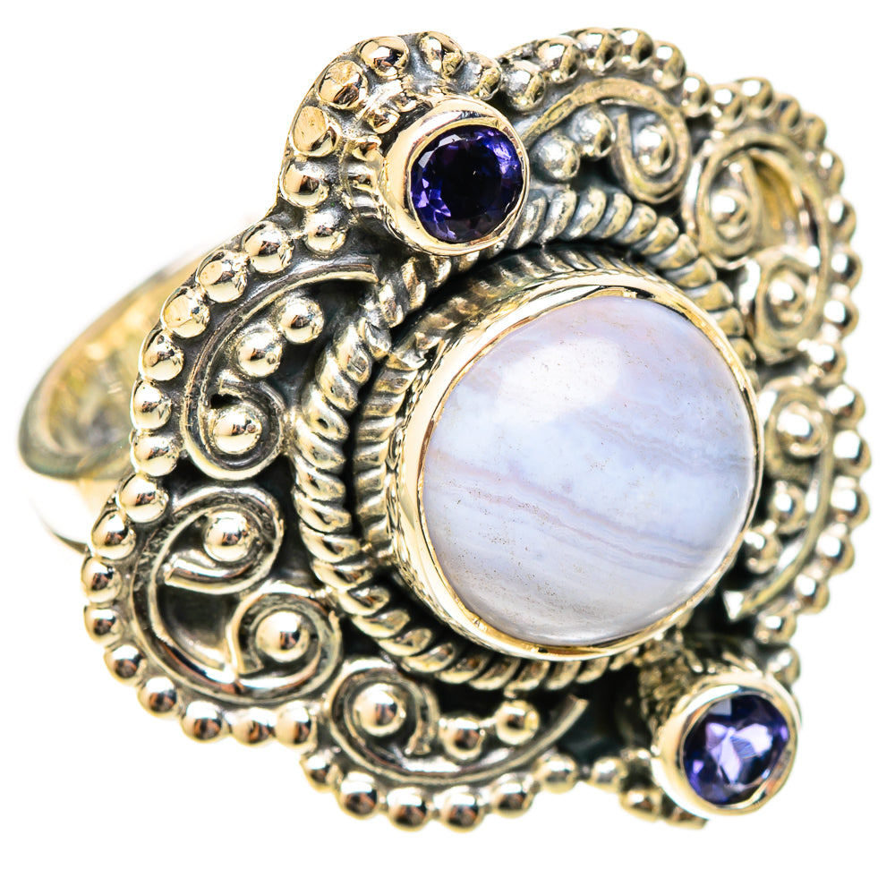 Blue Lace Agate Rings handcrafted by Anasilvercos - RING120749 - Photo 2