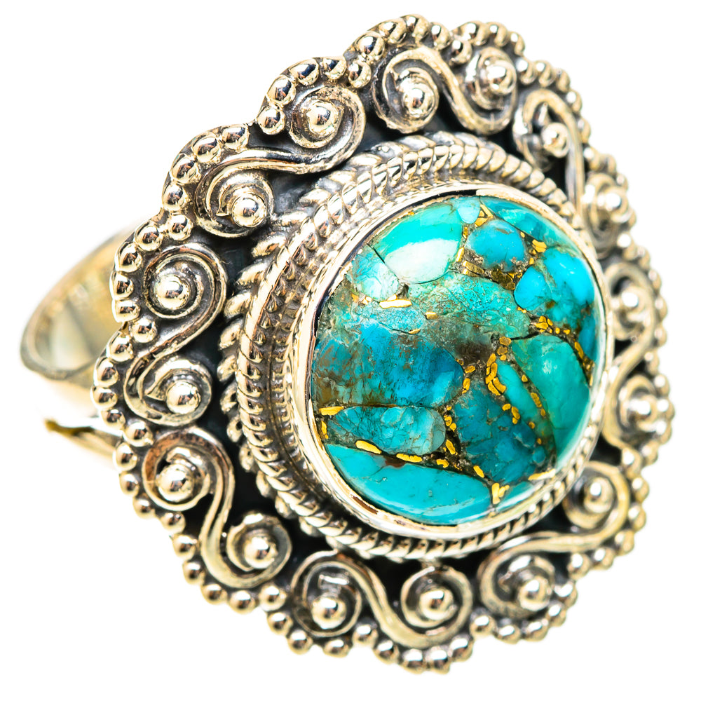 Blue Copper Composite Turquoise Rings handcrafted by Anasilvercos - RING120792 - Photo 2